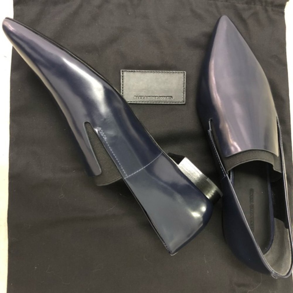 Alexander Wang Navy Black Flat Pointed Toe Loafer EU 40 - Picture 4 of 9